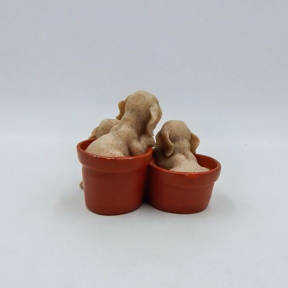 Quarry Critters Pit Stop 50164 3 Puppy Dogs In Planters Resin Figurine 2001 - Picture 3 of 10